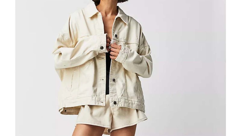 Beige oversized 2024 denim jacket