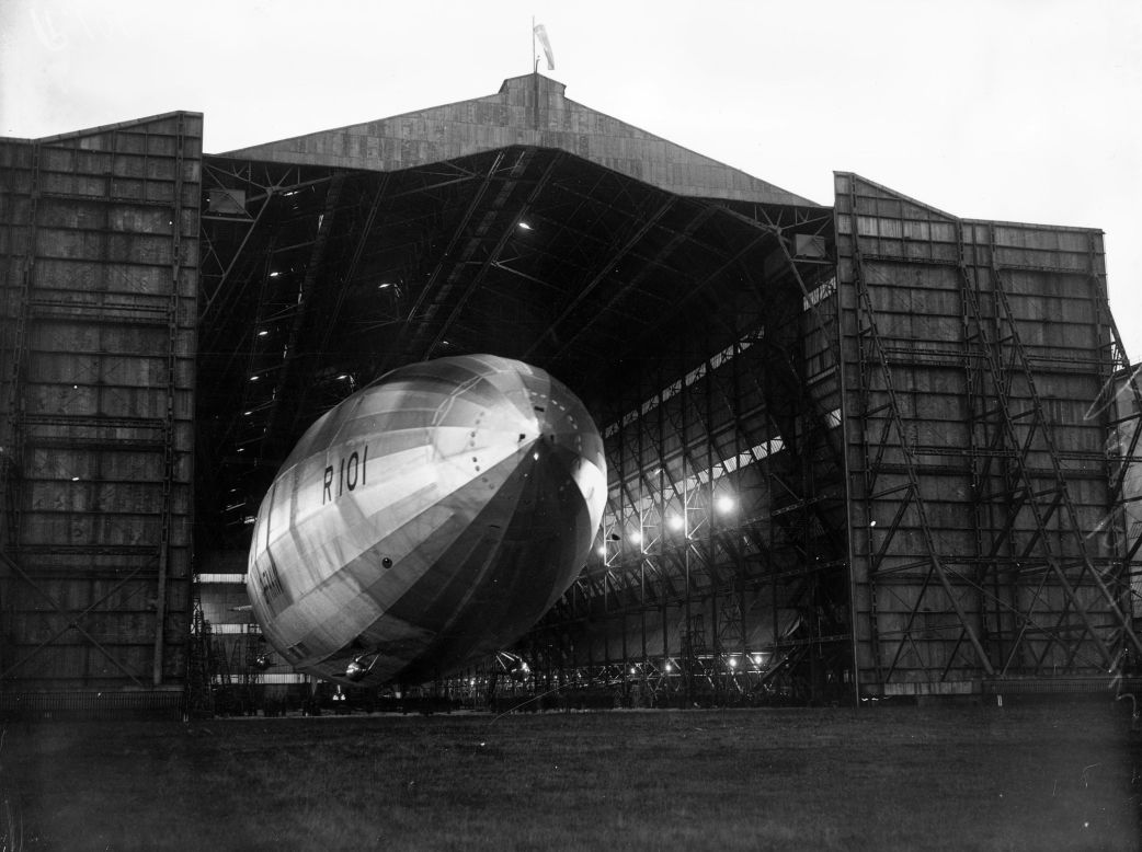 Airships at this time had a terrible track record for safety, with many crashing in storms or bursting into flames. The British R101 airship, pictured here at its hangar at Cardington in southern England, was destroyed in an accident in 1930, killing <a href="https://www.airships.net/blog/british-airship-r101-crashes-killing-48-day-1930/" target="_blank" target="_blank">48 passengers</a> and crew members. Seven years later, the <a href="https://www.britannica.com/topic/Hindenburg" target="_blank" target="_blank">Hindenburg Disaster</a> killed 36 people. Airship use was already in <a href="https://www.britannica.com/technology/airship" target="_blank" target="_blank">decline</a>, but the tragedy officially ended of the golden age of airships.
