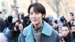 PARIS, FRANCE - JANUARY 21: J-Hope attends the Hermes Menswear Fall-Winter 2023-2024 show as part of Paris Fashion Week on January 21, 2023 in Paris, France. (Photo by Jacopo Raule/GC Images)