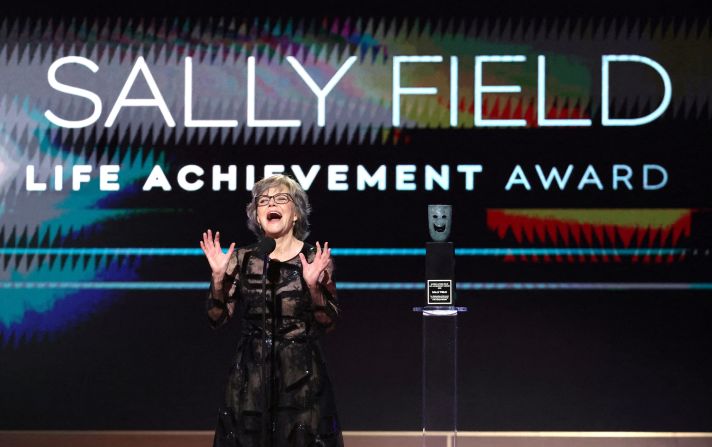 Sally Field accepts the life achievement award.