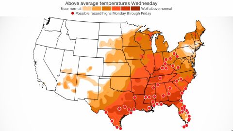 weather record heat south and east this week