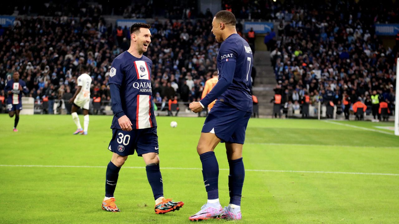 Kylian Mbappé and Lionel Messi combined for all three of PSG's goals against Marseille.