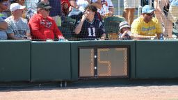 Feb 25, 2023; North Port, Florida, USA; A detail view of the pitch clock in between the game of the Boston Red Sox and Atlanta Braves during the fourth inning at CoolToday Park. 
