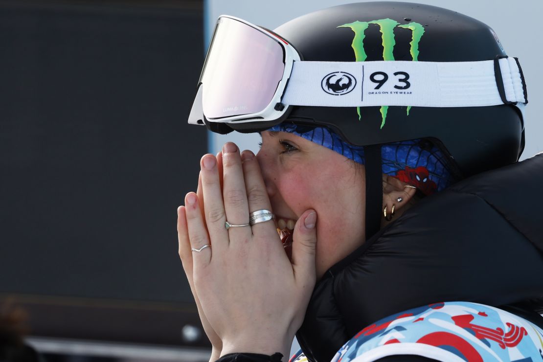 Brookes reacts after winning her historic gold medal. 