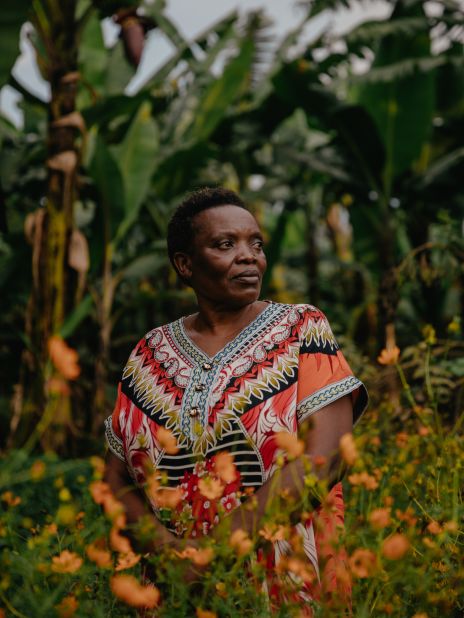 Peace activist Liberata Buratwa, pictured in her garden in the Democratic Republic of the Congo, poses for photojournalist Hugh Kinsella Cunningham.
