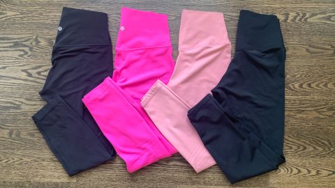 Two pairs of Lululemon's Align leggings (left) and the Colorfulkoala leggings (right)