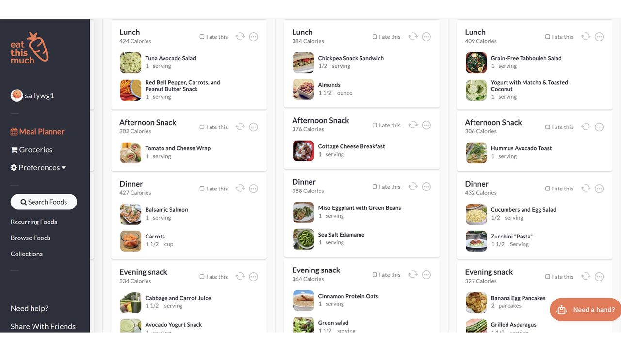 The Eat This Much meal planning app is intelligent, intuitive to use, and easy to customize. The desktop app (shown here) offers a better multi-day view than the mobile app.