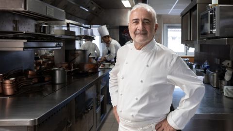 French chef Guy Savoy poses during a photo session in his restaurant in Paris on November 29, 2022. (Photo by JOEL SAGET / AFP) (Photo by JOEL SAGET/AFP via Getty Images)