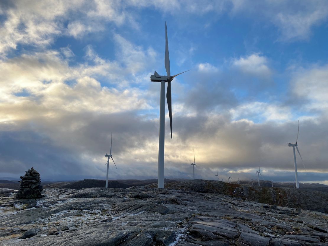 Wind turbines in the Fosen region, Norway.