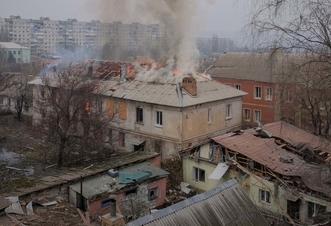 Bakhmut's buildings have been hit by relentless Russian strikes.