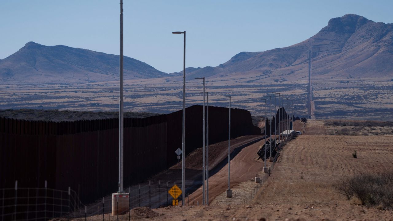 The US-Mexico border in Cochise County near Sierra Vista, Arizona, on February 16, 2023.  
