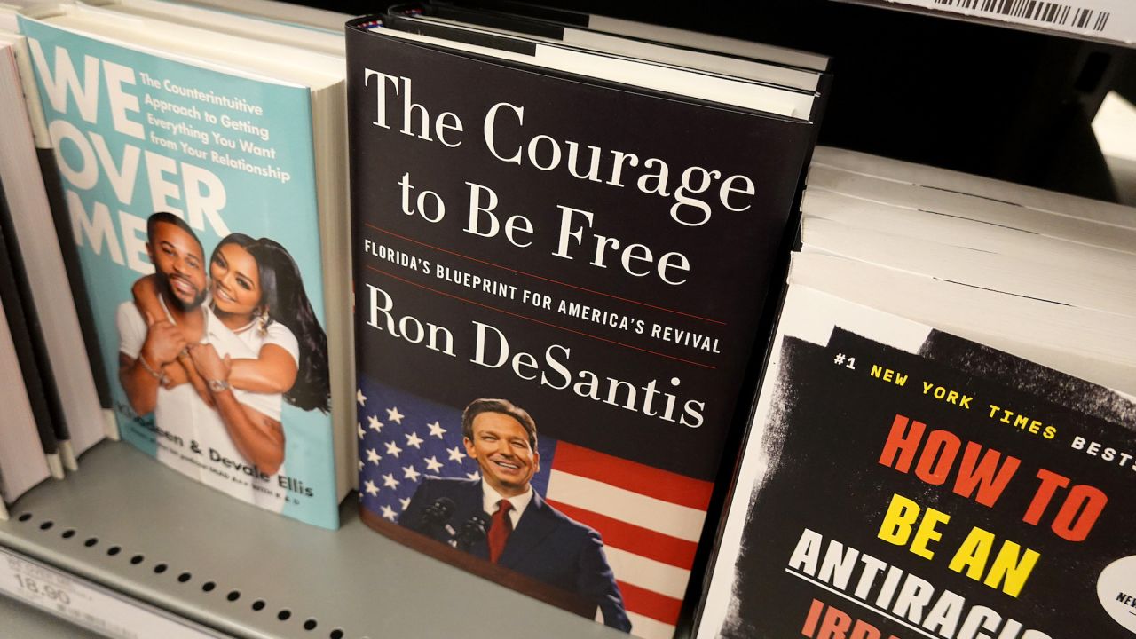 Florida Gov. Ron DeSantis' book "The Courage to Be Free: Florida's Blueprint for America's Revival," is seen for sale on a store shelf on February 28 in Titusville, Florida.
