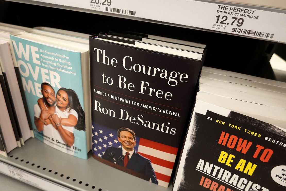 Florida Gov. Ron DeSantis' book "The Courage to Be Free: Florida's Blueprint for America's Revival," is seen for sale on a store shelf on February 28 in Titusville, Florida.