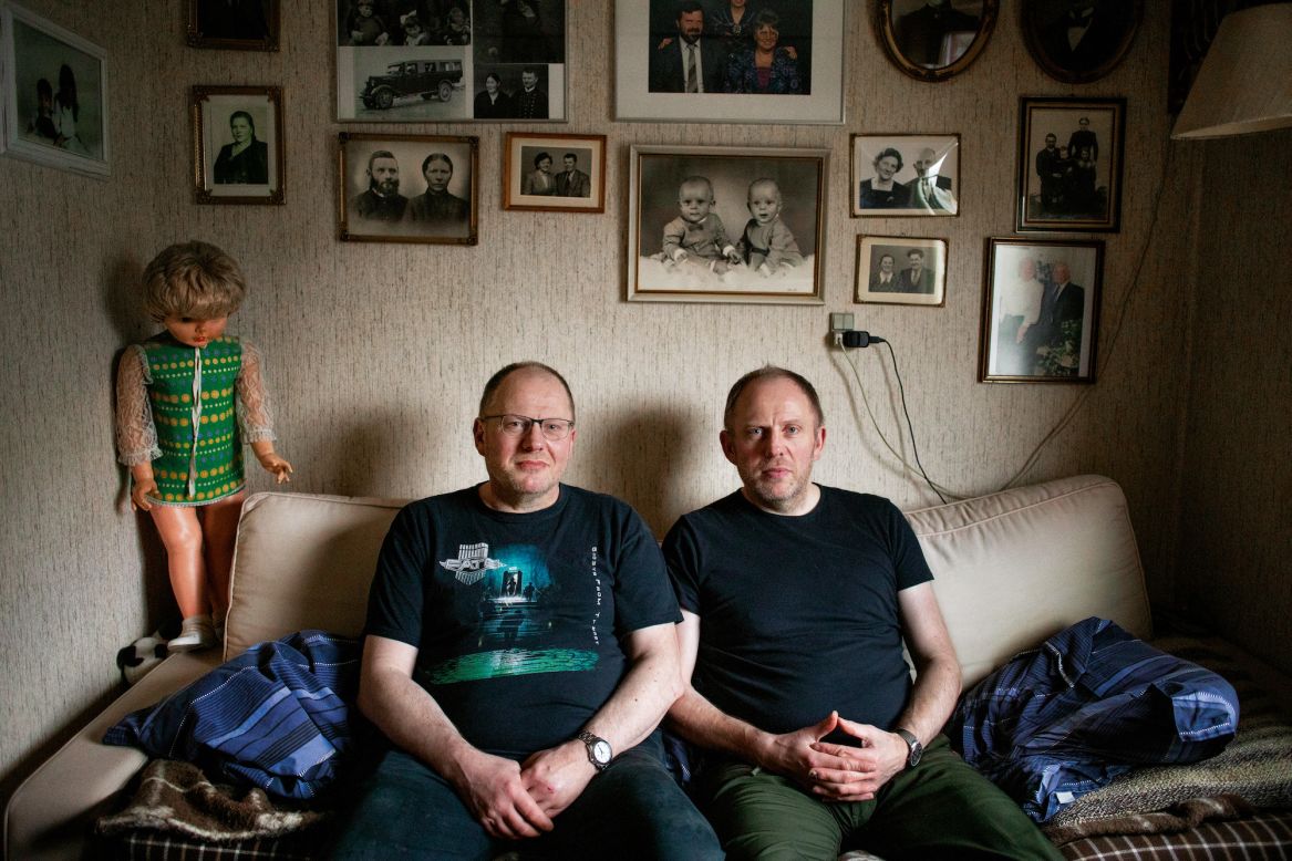 Aadne and Jóannes, 51-year-old twin brothers in the Faroe Islands, which has 107 men for every 100 women. "I pray to God that I will find a wife," Jóannes told photographer Andrea Gjestvang. "But maybe he doesn't hear me."<br />Scroll through the gallery to see more images from Gjestvang's book "Atlantic Cowboy." 