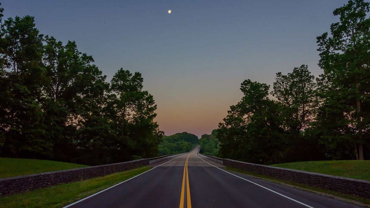 <strong>7. Natchez Trace Parkway:</strong> This 444-mile ribbon of beauty goes through Mississippi, Alabama and Tennessee. Pictured is a stretch of road in Franklin, Tennessee.