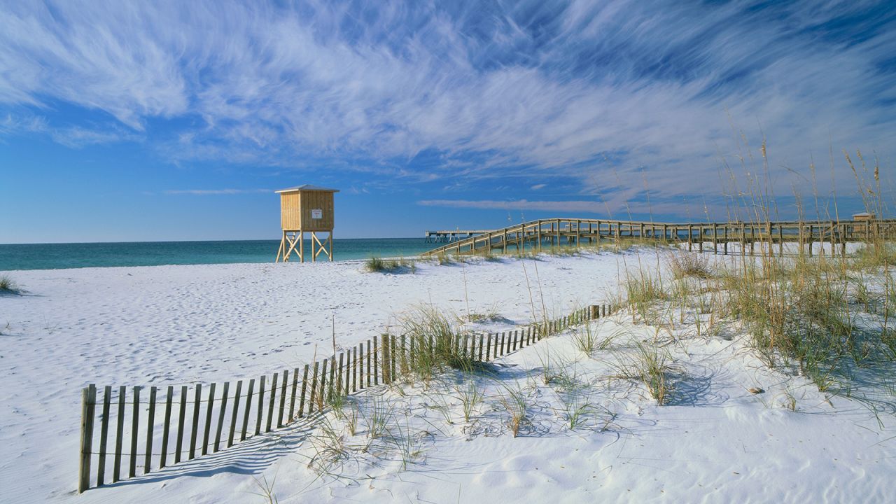 <strong>8. Gulf Islands National Seashore: </strong>This treasure on the Gulf of Mexico occupies various pristine spots in Mississippi and Florida. Pictured are the famous white sands of Santa Rosa Island.
