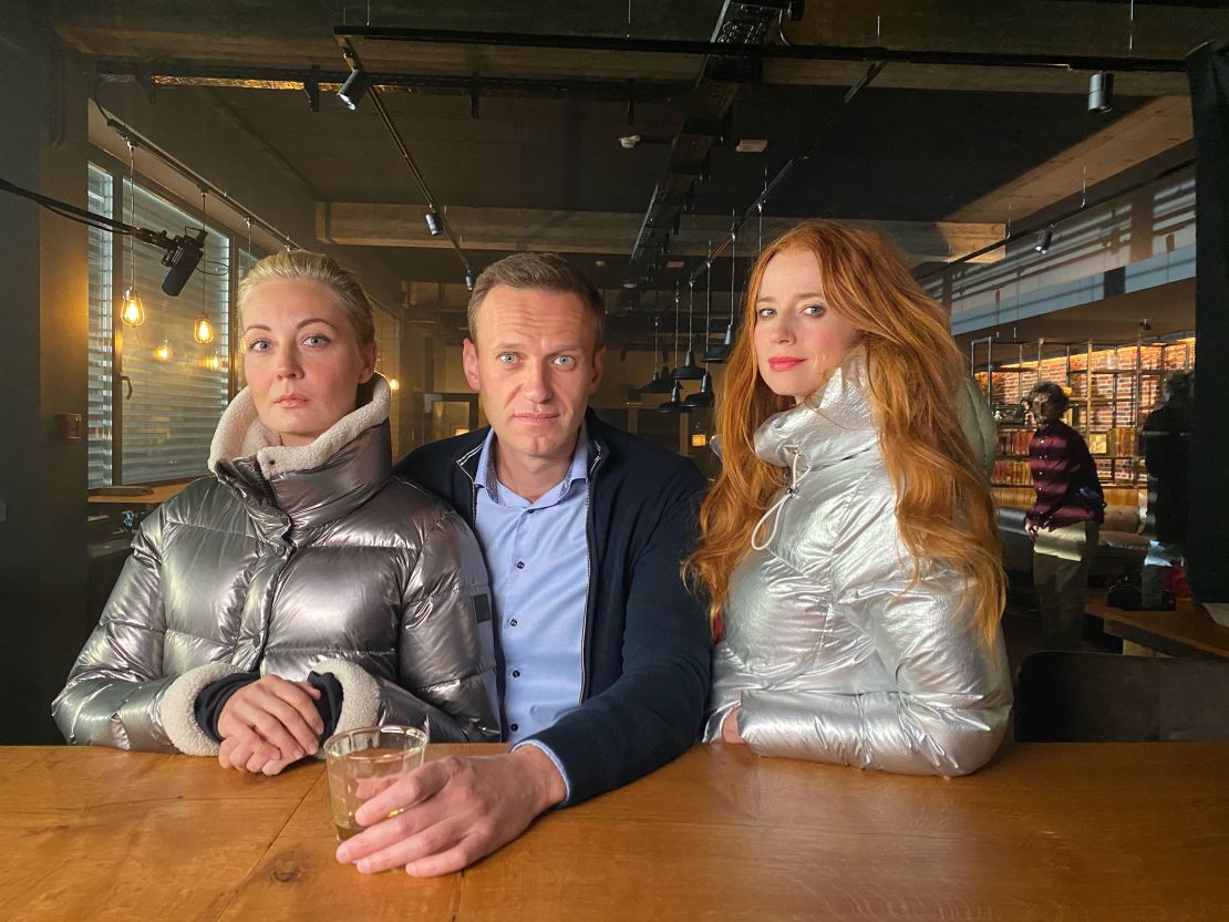 From left, Yulia Navalnaya, Alexey Navalny and Odessa Rae during the filming of the master interviews.