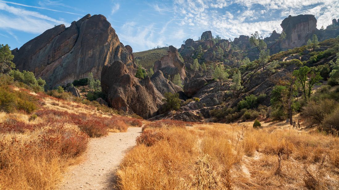 <strong>15. Pinnacles National Park, California: </strong>Pinnacles was formed when volcanoes erupted some 23 million years ago. Talus caves and towering rock spires draw hikers and climbers.