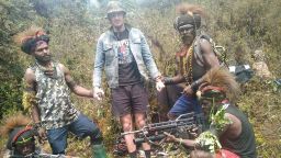 New Zealand pilot Philip Mehrtens seen in an image released on February 14 by separatist fighters in Indonesia's Papua region.