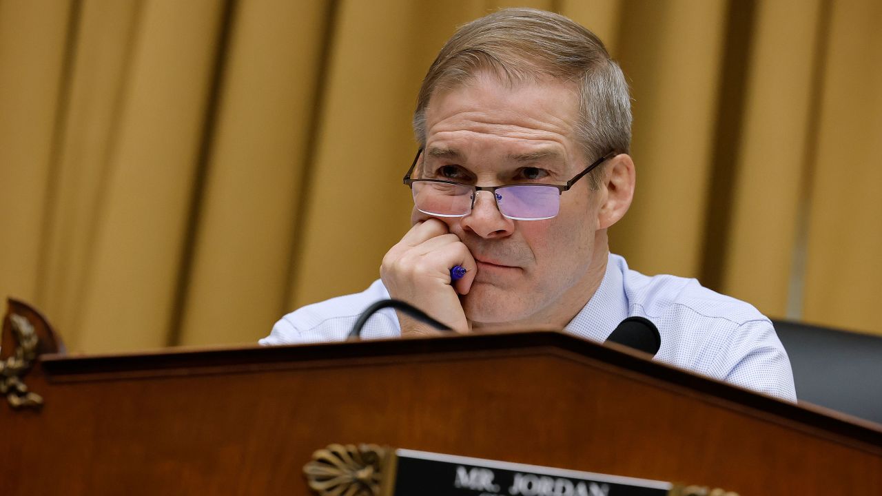 WASHINGTON, DC - FEBRUARY 09: House Judiciary Committee Chairman Jim Jordan (R-OH) presides over a hearing of the Weaponization of the Federal Government Subcommittee in the Rayburn House Office Building on Capitol Hill on February 09, 2023 in Washington, DC. This was the first hearing of the new subcommittee, created by a sharply divided Congress to scrutinize what Republican members have charged is an effort by the federal government to target and silence conservatives. (Photo by Chip Somodevilla/Getty Images)