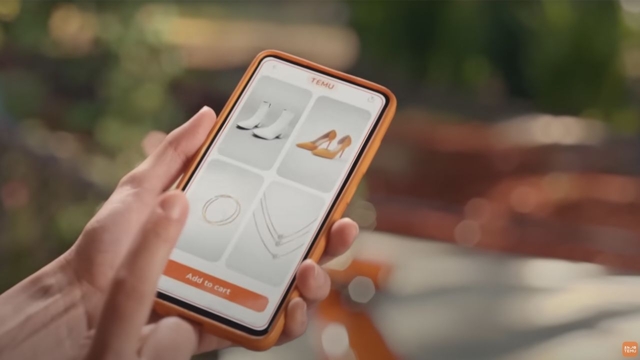 A screenshot from Temu's commercial unveiled during the Super Bowl in February, encouraging consumers to "shop like a billionaire."