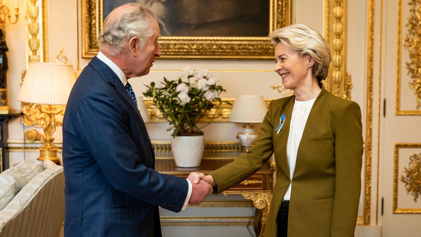King Charles III receives European Commission President Ursula von der Leyen during an audience at Windsor Castle on February 27.