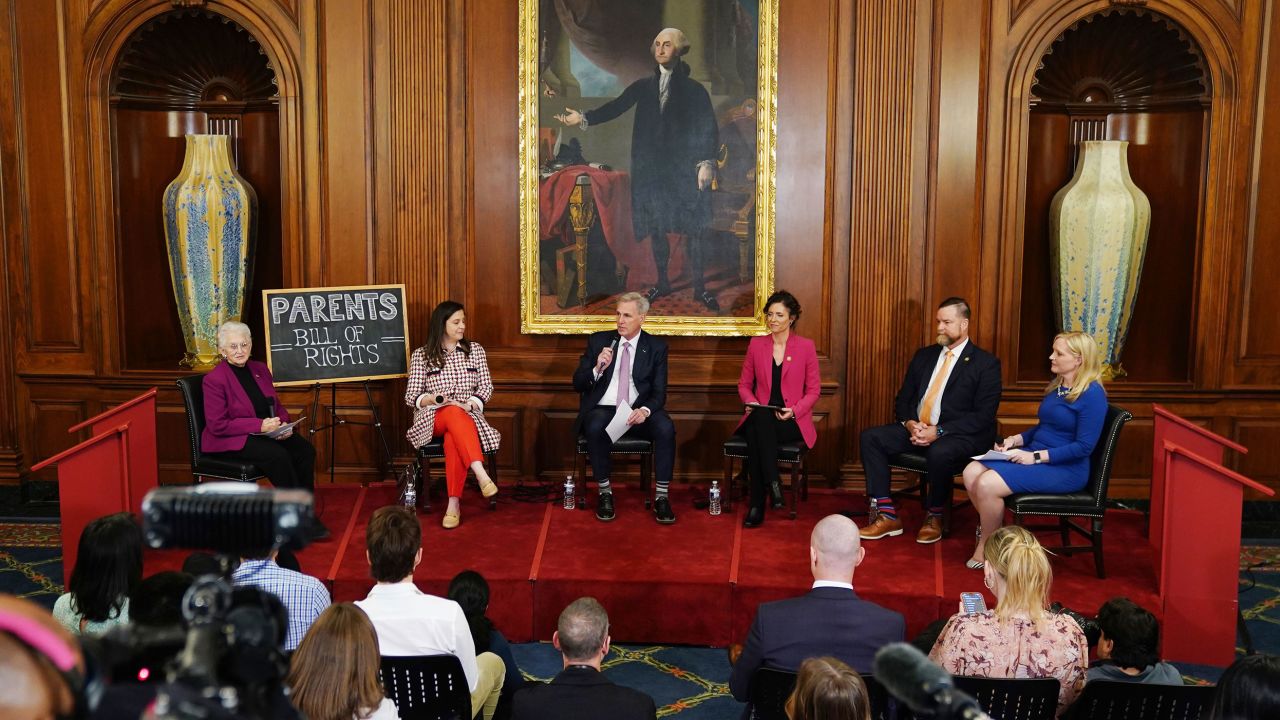 House Speaker Kevin McCarthy speaks at the US Capitol in Washington on March 1, 2023.