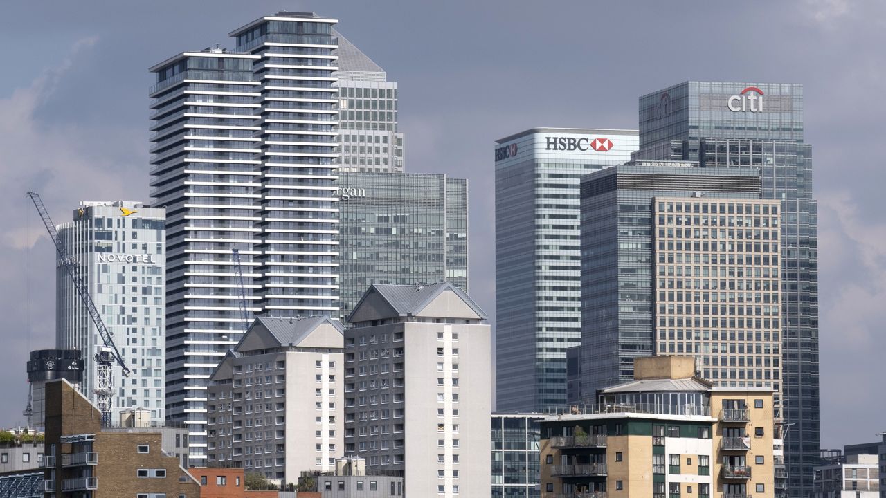 The Canary Wharf business district in London