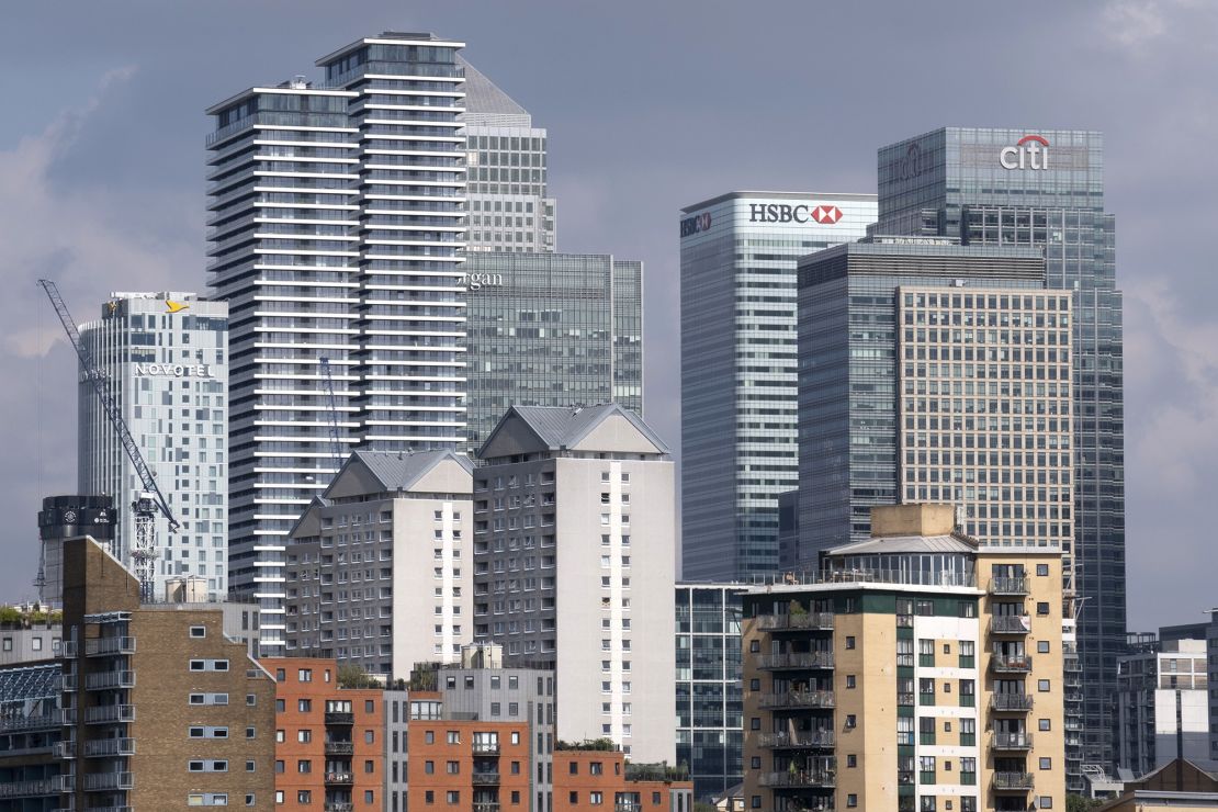 The Canary Wharf business district in London