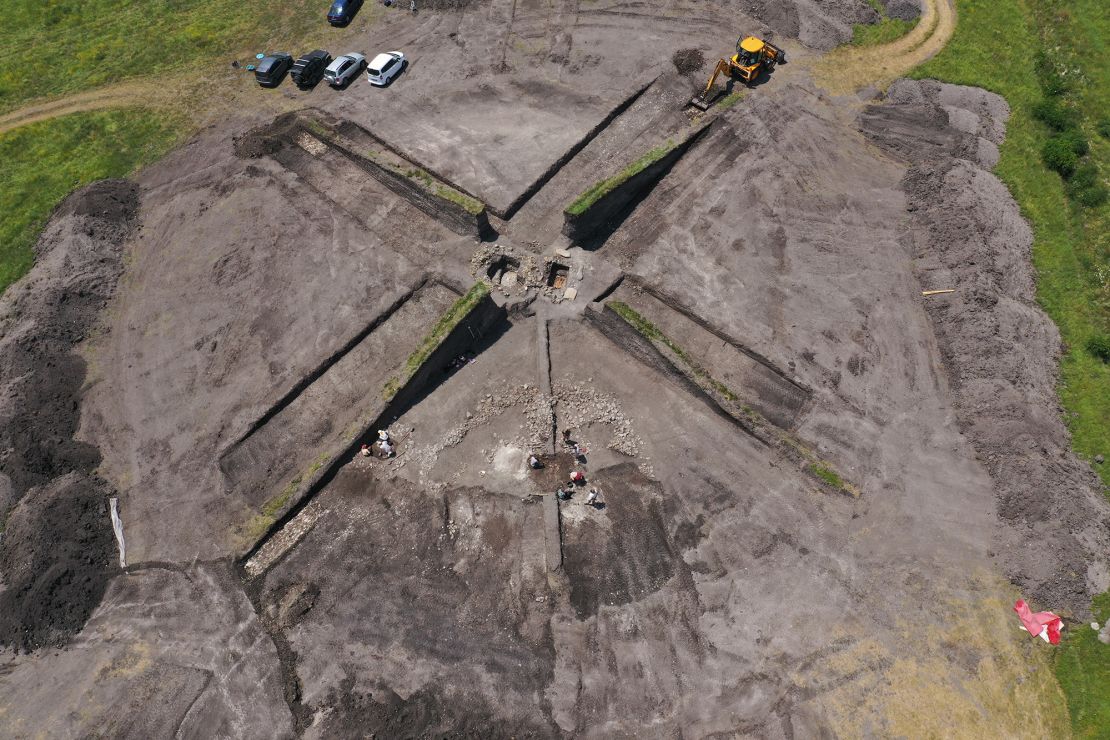 Archaeological excavations at a burial mound in Malomirovo, Bulgaria. 