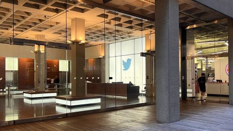 A view of Twitter's headquarters in San Francisco, California, on February 8.