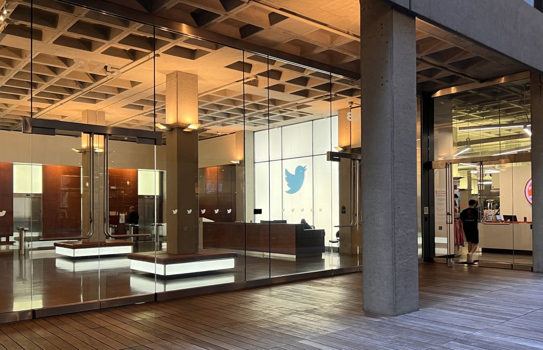A view of Twitter's headquarters in San Francisco, California, on February 8.