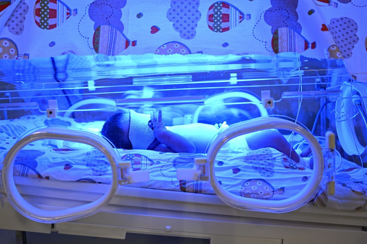 A newborn baby lies in a hospital in Hatay, Turkey, on Friday, February 24. In early February, a <a href="https://www.cnn.com/middleeast/live-news/turkey-earthquake-latest-020623/index.html" target="_blank">7.8 magnitude earthquake</a> rocked the country and neighboring Syria, leaving thousands dead.