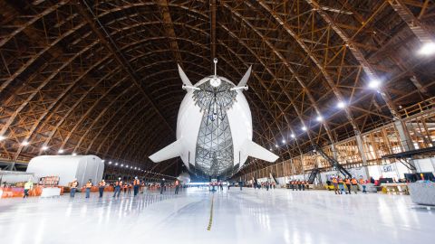 San Francisco-based LTA Research is building its helium-lift airship, Pathfinder 1, inside facilities at Moffett Field in California (pictured).