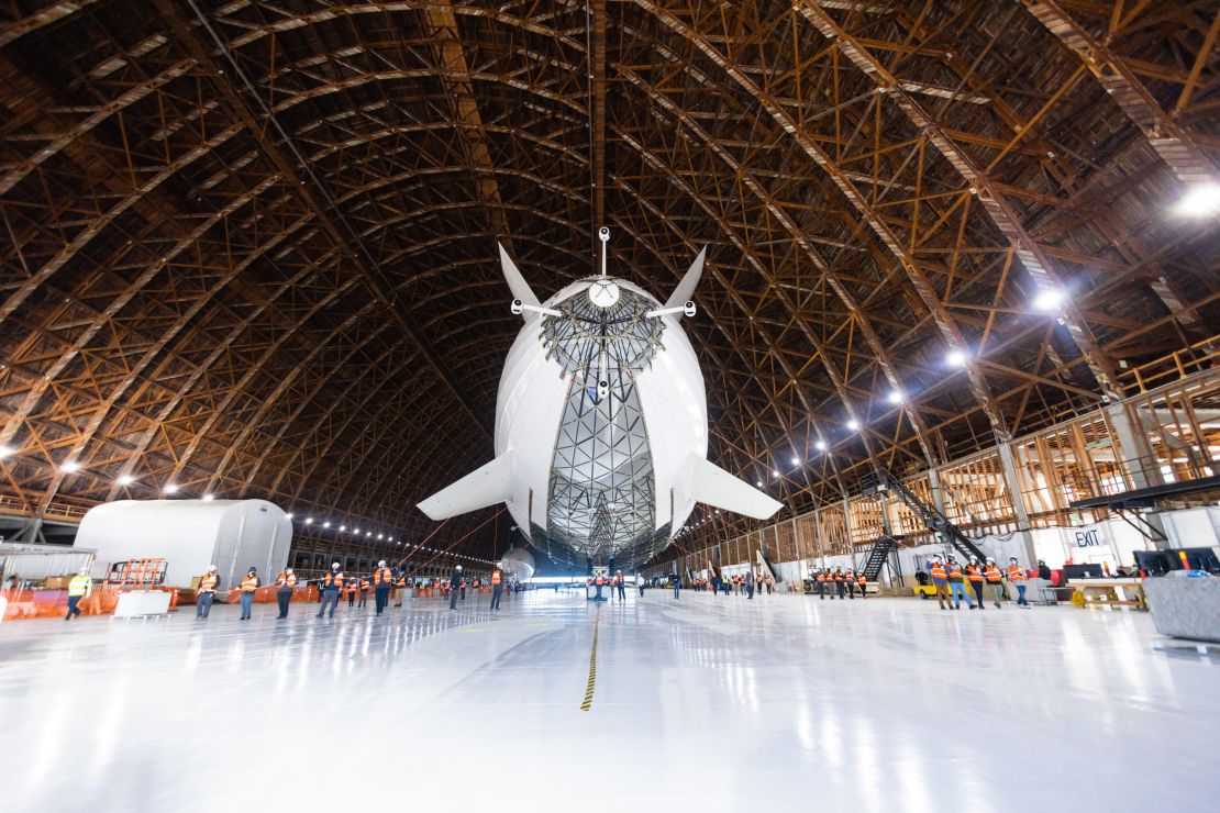 San Francisco-based LTA Research is building its helium-lift airship, Pathfinder 1, inside facilities at Moffett Field in California (pictured).