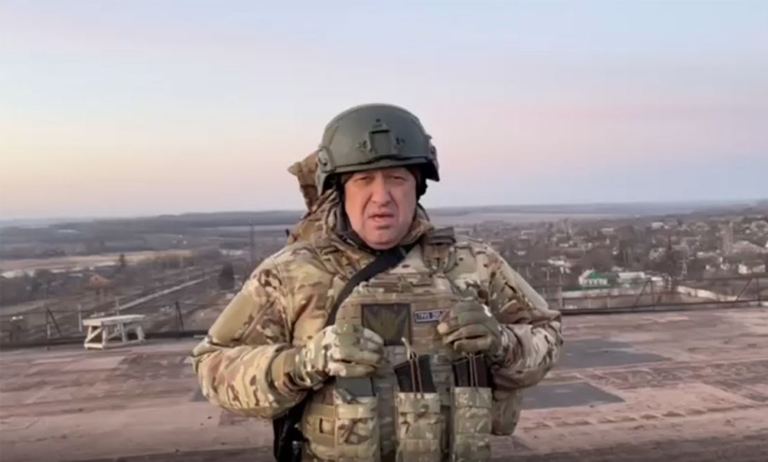 Wagner founder Yevgeny Prigozhin delivers a video message outside of Bakhmut, Ukraine, in March.
