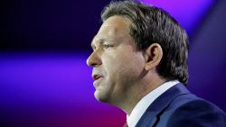 FILE PHOTO: Republican Florida Governor Ron DeSantis speaks during his 2022 U.S. midterm elections night party in Tampa, Florida, November 8, 2022. DeSantis had the biggest margin of victory of any Florida governor in 40 years. REUTERS/Marco Bello/File Photo