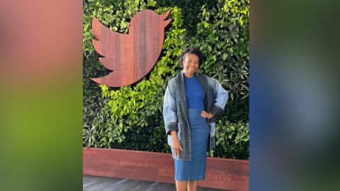 Bim Ali, seen here at Twitter's San Francisco headquarters in March 2022, had her official separation date from Twitter on January 4, a week before her first child was born. 