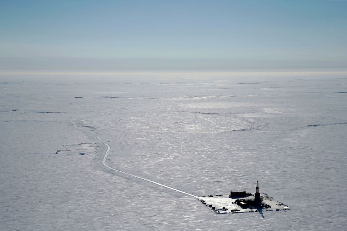 An exploratory drilling camp at the proposed site of the Willow oil project on Alaska's North Slope.