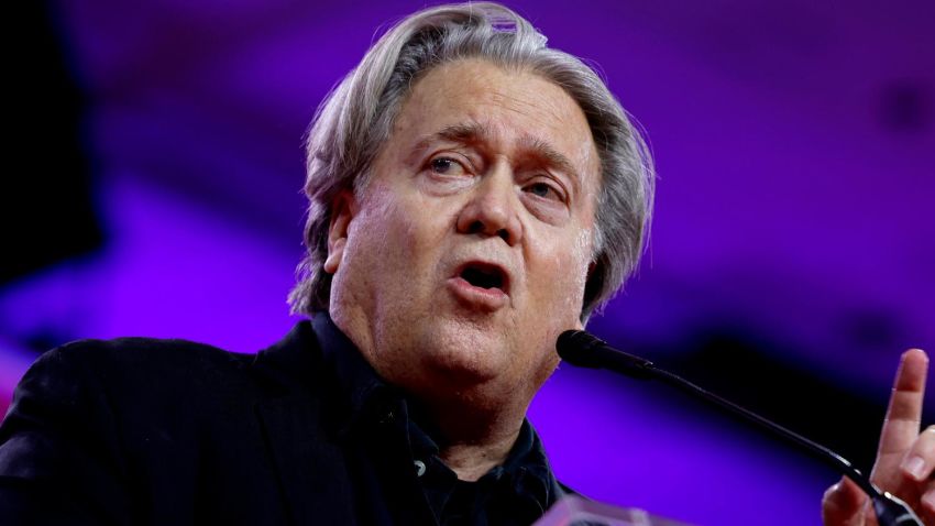 NATIONAL HARBOR, MARYLAND - MARCH 03: Former White House chief strategist for the Trump Administration Steve Bannon speaks during the annual Conservative Political Action Conference (CPAC) at the Gaylord National Resort Hotel And Convention Center on March 03, 2023 in National Harbor, Maryland. The annual conservative conference entered its second day of speakers including congressional members, media personalities and members of former President Donald Trump's administration. President Donald Trump will address the event on Saturday.  (Photo by Anna Moneymaker/Getty Images)