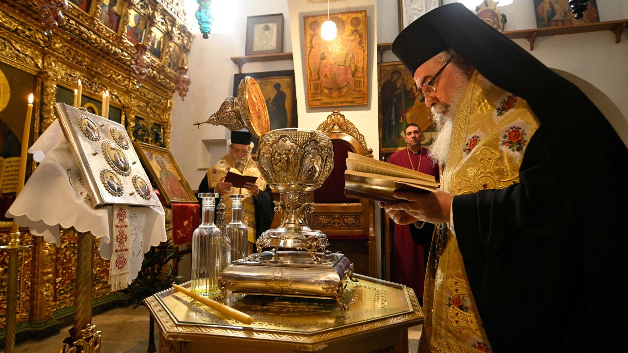 Olive oils from the Mount of Olives were mixed as part of making the chrism oil that will be used to anoint the new King during his coronation.