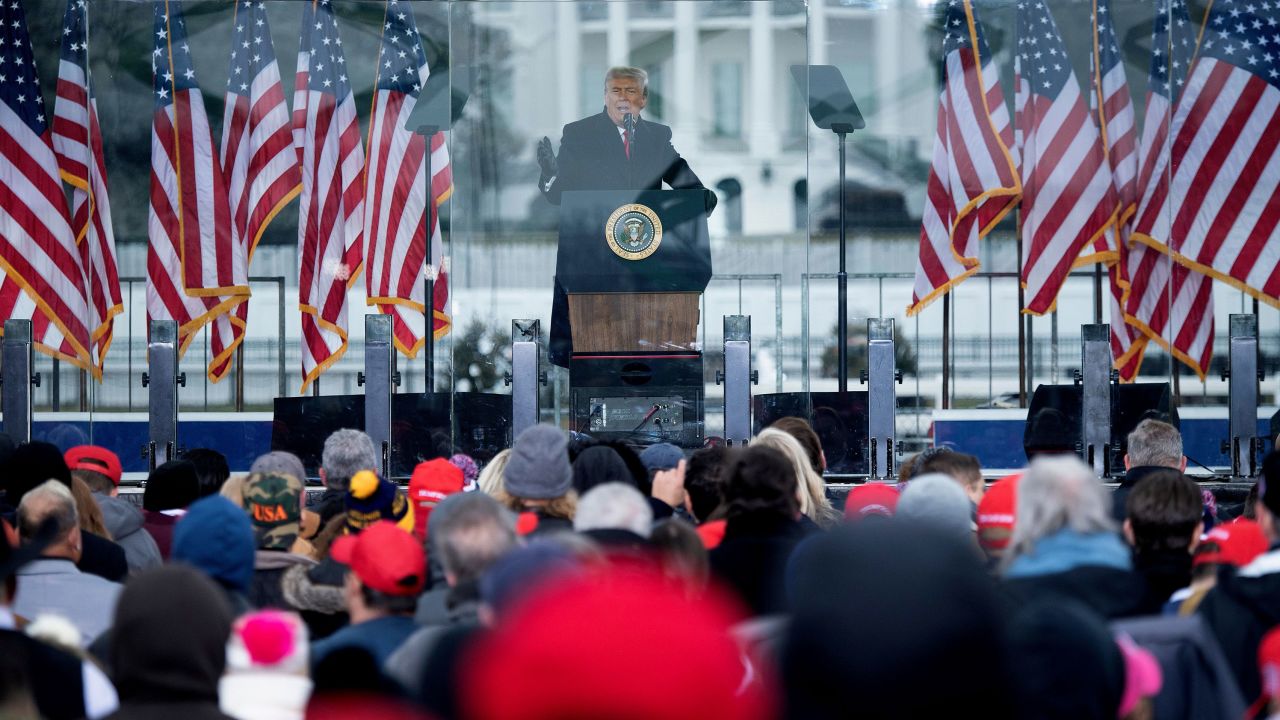 President Donald Trump speaks to supporters from The Ellipse near the White House in Washington, DC, on January 6, 2021.