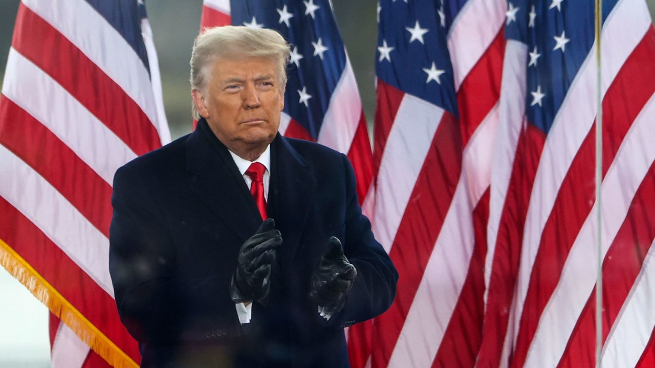 WASHINGTON, DC - JANUARY 06: President Donald Trump greets the crowd at the "Stop The Steal" Rally on January 06, 2021 in Washington, DC. Trump supporters gathered in the nation's capital today to protest the ratification of President-elect Joe Biden's Electoral College victory over President Trump in the 2020 election. (Photo by Tasos Katopodis/Getty Images)