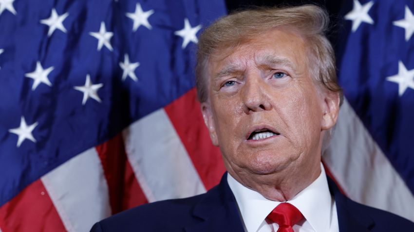 NATIONAL HARBOR, MARYLAND - MARCH 04: Former U.S. President Donald Trump speaks to reporters before his speech at the annual Conservative Political Action Conference (CPAC) at Gaylord National Resort & Convention Center on March 4, 2023 in National Harbor, Maryland. Trump took questions from reporters over a range of topics including on the progress of his campaign and his opinions on the war in Ukraine. Conservatives gathered at the four-day annual conference to discuss the agenda of the former president. (Photo by Anna Moneymaker/Getty Images)