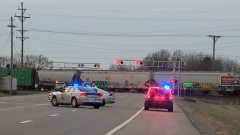 A Norfolk Southern freight train derailed in Springfield, Ohio, on Saturday, March 4, 2023. 