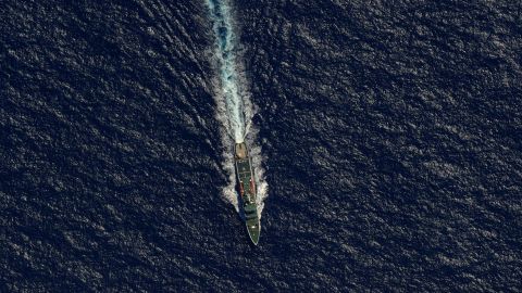 A Chinese maritime vessel moves through the search area for the missing Malaysia Airlines flight in  2014.