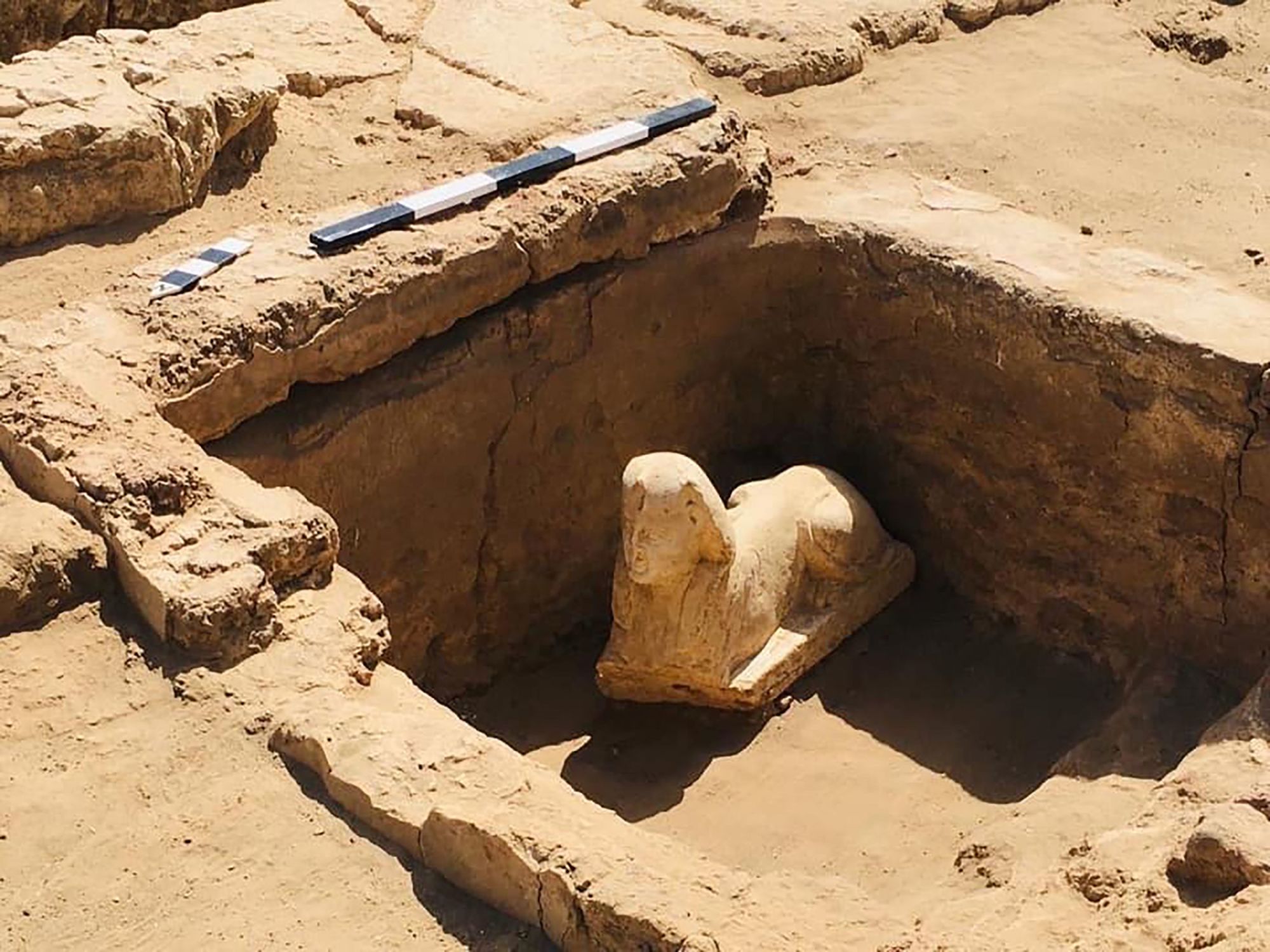 Archaeologists uncover sphinx-like statue and shrine in Egypt | CNN
