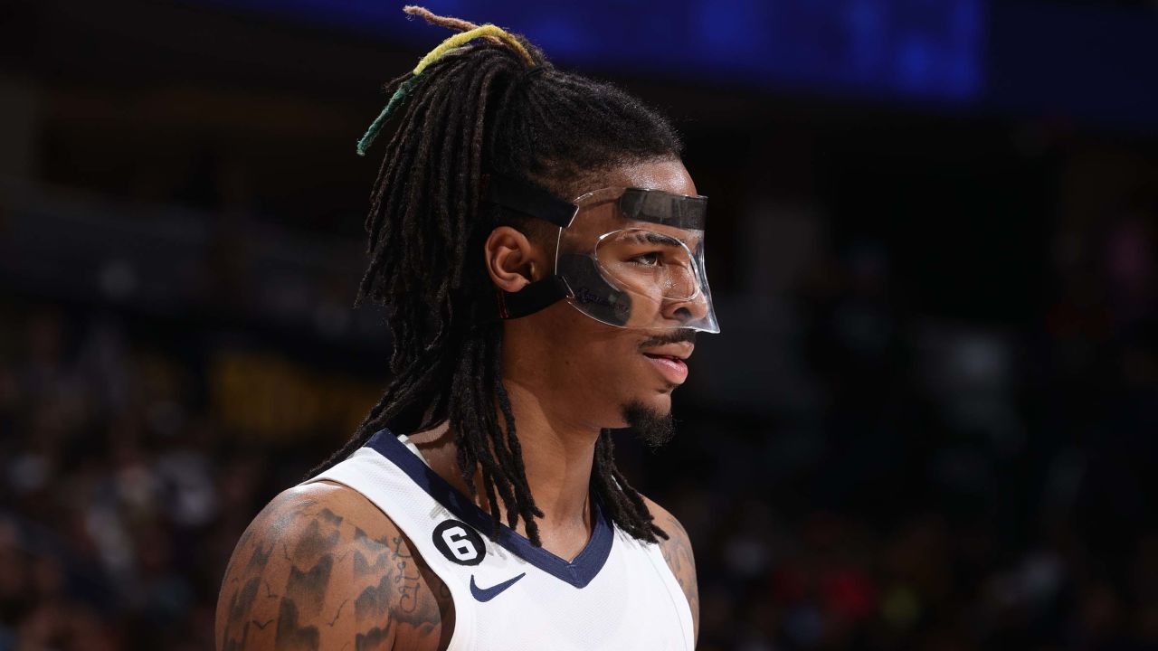 Morant looks on during a game against the Denver Nuggets on March 3.