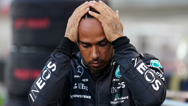 Mercedes' Lewis Hamilton on the grid before the Bahrain Grand Prix at the Bahrain International Circuit, Sakhir. Picture date: Sunday March 5, 2023. (Photo by David Davies/PA Images via Getty Images)