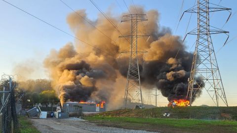 Smoke rises after protesters breached "Cop City," outside of Atlanta on March 5, 2023.
